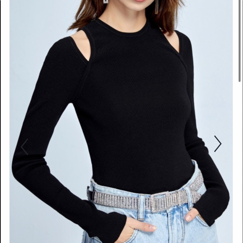 Miss Sixty cutout long sleeve knit top, size M